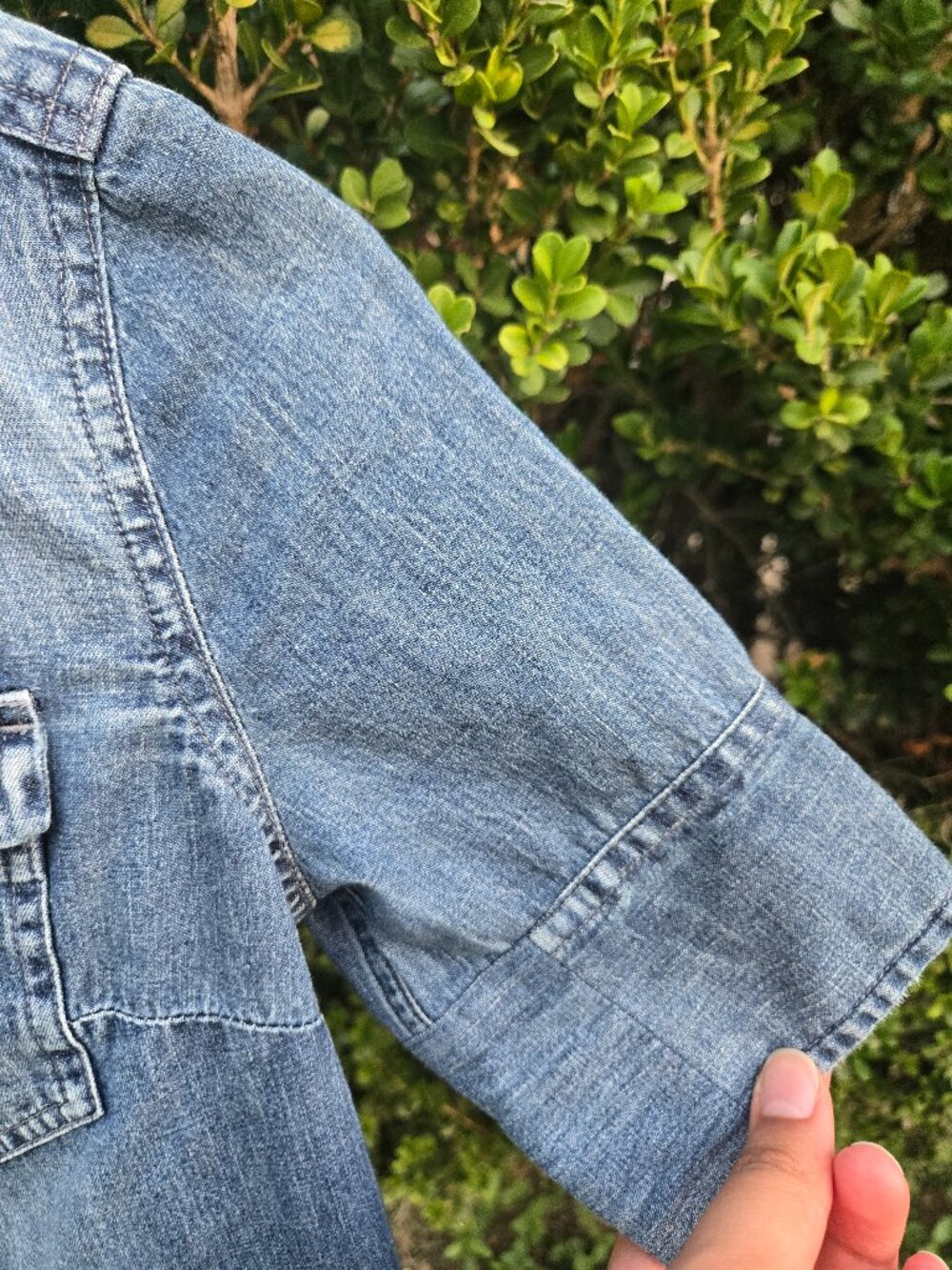 J. CREW Denim Button Down Short-Sleeve Jean Shirt ( size 00P ) - Picture 4 of 6